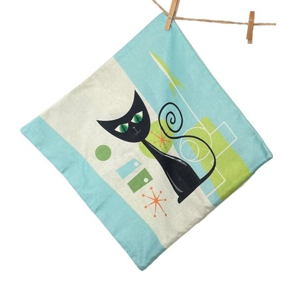 Pillow Covers Siamese Cat Mid Century Modern George Jetson Futuristic - Picture 3 of 4
